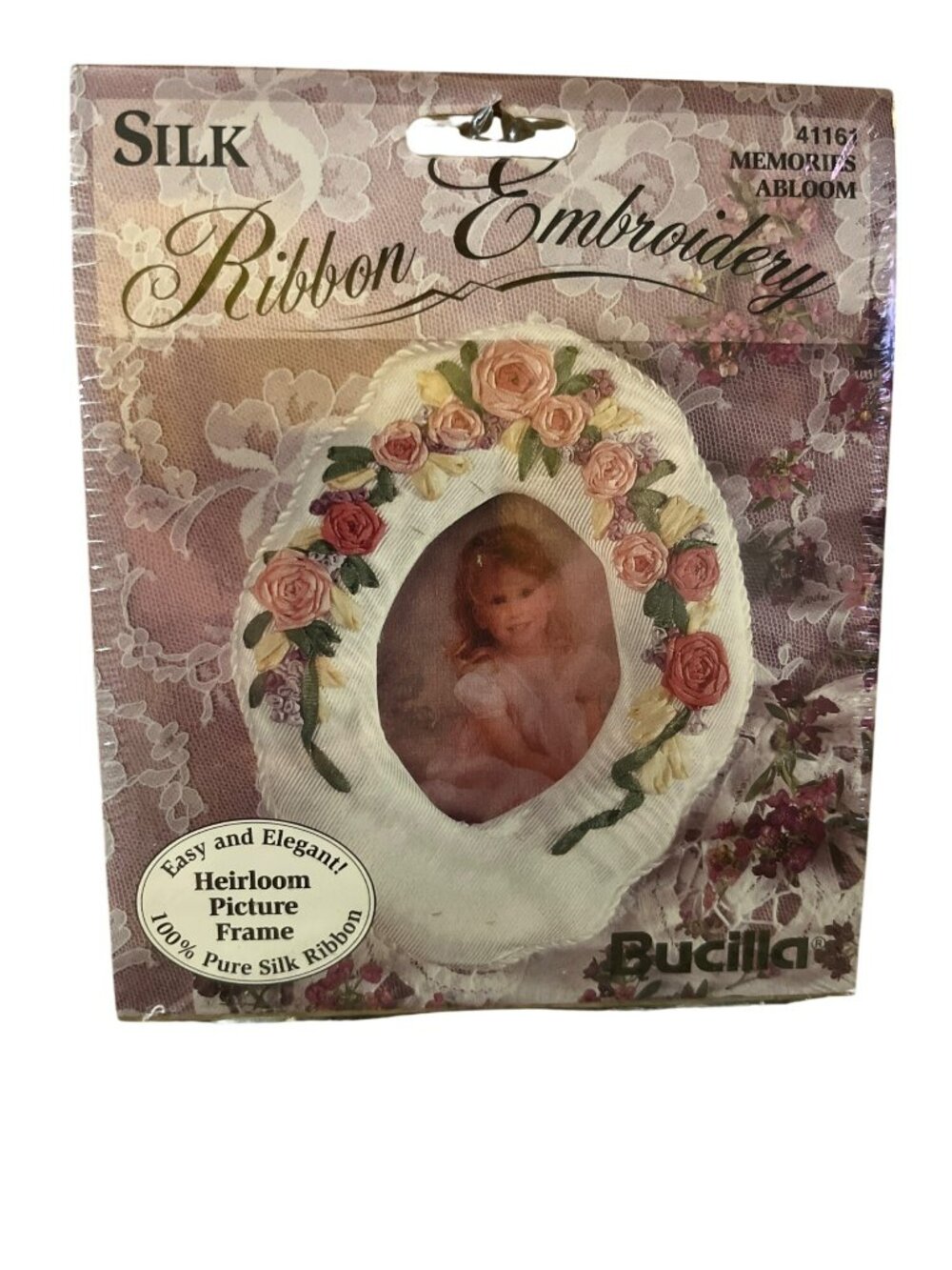 Vintage Bucilla Silk Ribbon Embroidery Kit Memories Abloom Frame 1995 NEW